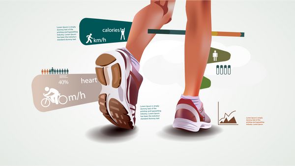 آمار تناسب اندام و ورزش اینفوگرافیک با کفش ورزشی آمار دویدن