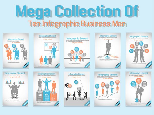 MEGA COLLECTION BUSINESS MAN MODERN INFOGRAPHIC ORANGE
