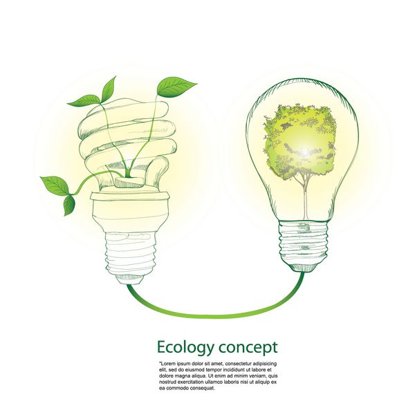 لامپ با داخل گیاه مفهوم اکولوژی وکتور