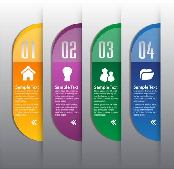 قالب جعبه متن رنگارنگ مدرن برای وب سایت و تجارت اعداد نماد