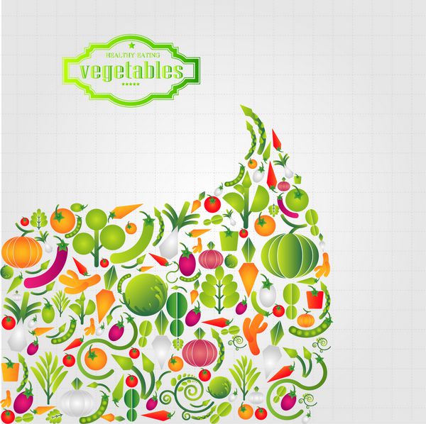 تغذیه سالم و سبزیجات وکتور