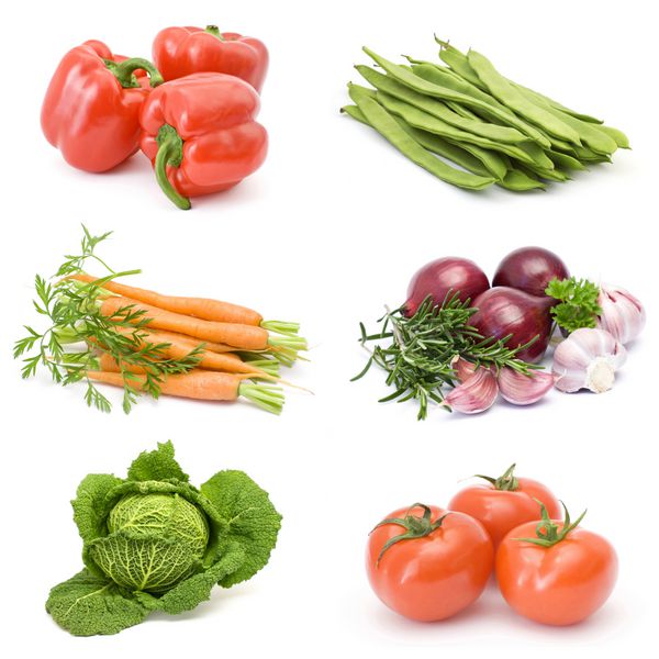 مجموعه ای از سبزیجات تازه