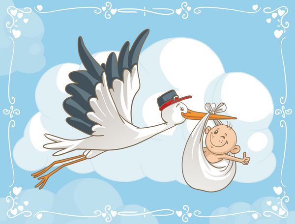 کارتون وکتور لک لک با بچه - کارتون وکتور لک لک ناز در حال حمل نوزاد به مقصد نوع فایل وکتور سازگار با EPS AI8