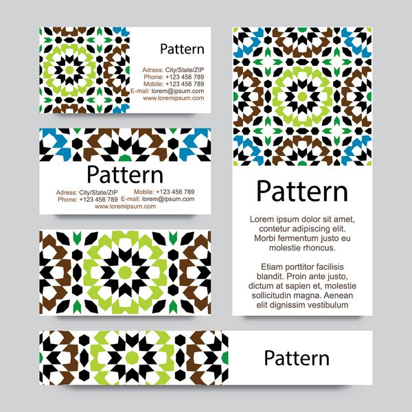 الگوی کارت ویزیت با تزئینات مراکشی اسلامی شامل الگوی بدون درز