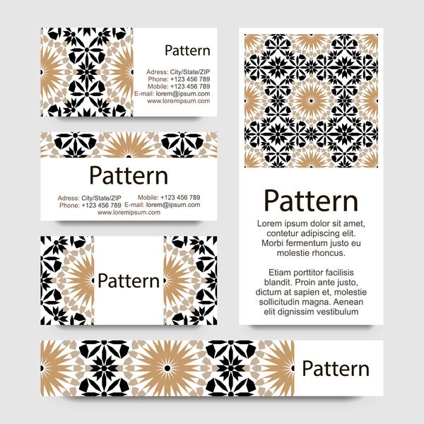 الگوی کارت ویزیت با تزئینات مراکشی اسلامی شامل الگوی بدون درز