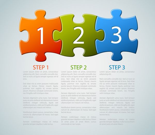 یک دو سه - نماد پیشرفت بردار برای سه مرحله