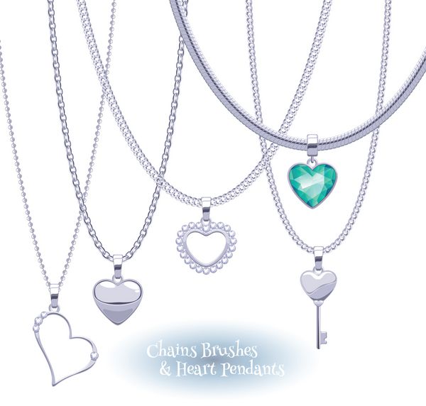 ست زنجیر نقره با آویز قلب گردنبندهای قیمتی برای طراحی روز ولنتاین خوب است