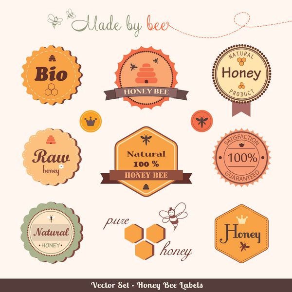 مجموعه ای از برچسب زنبور عسل
