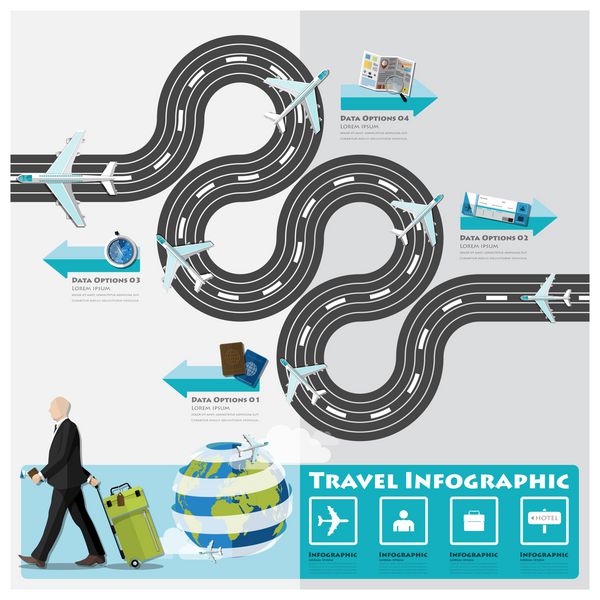 الگوی طراحی اینفوگرافیک تجاری سفر و سفر