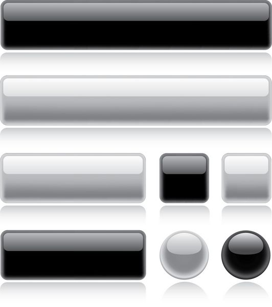 مجموعه ای از دکمه های وب براق مختلف سیاه و سفید