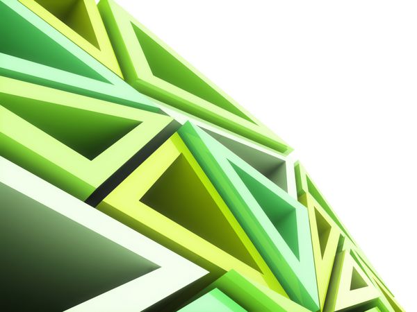پس زمینه هندسی انتزاعی با مثلث های سبز و فضای کپی