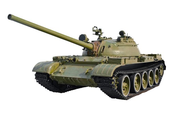 تانک T-54 شوروی جدا شده در پس زمینه سفید