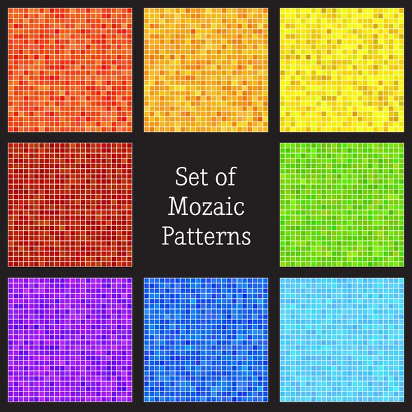 مجموعه ای از الگوهای وکتور موزاییک های رنگارنگ وکتور