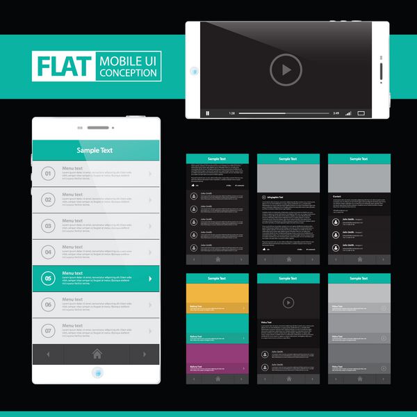 مفهوم Flat Mobile Web UI برای برنامه های کاربردی وب موبایل یا تبلت