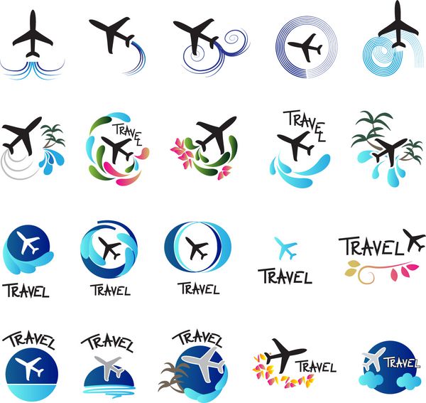 مجموعه آیکون های هواپیما - جدا شده در پس زمینه سفید - وکتور طرح گرافیکی قابل ویرایش برای طرح شما لوگوی هواپیما