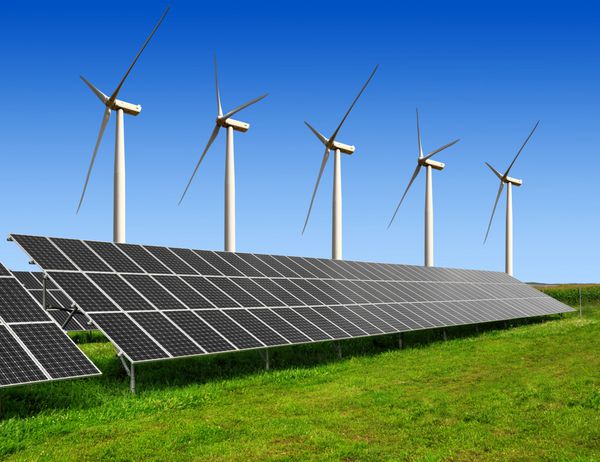 پنل های انرژی خورشیدی و توربین های بادی