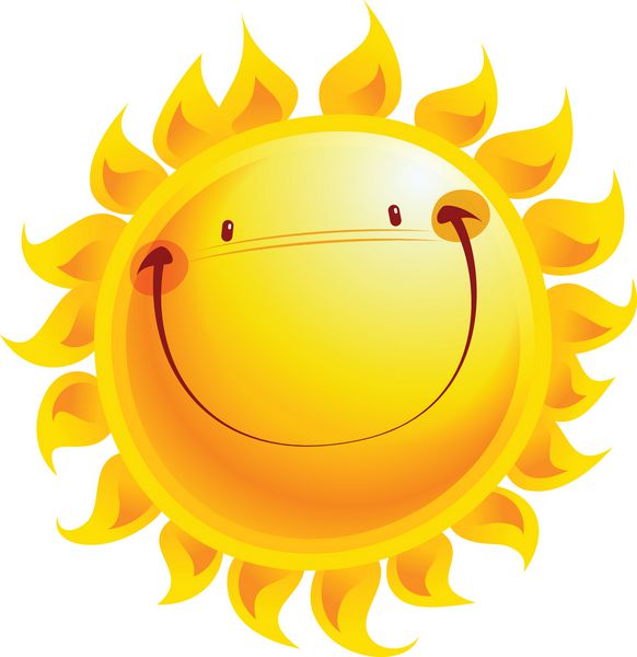 شخصیت کارتونی خورشید خندان زرد درخشان به عنوان دمای علامت آب و هوا