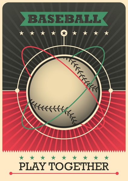 طراحی پوستر بیسبال رترو وکتور