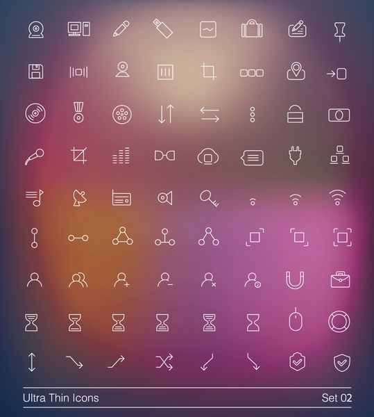 بسته آیکون های بسیار نازک آیکون های خط ساده مجموعه آیکون های نازک 02