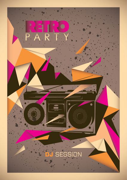 پوستر مهمانی رترو با طراحی انتزاعی وکتور
