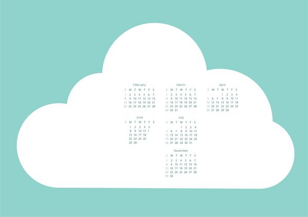 تقویم ابری در سال 2015 وکتور