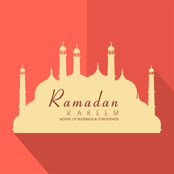 طرح کاغذ قهوه ای شیک به شکل مسجد روی زمینه نارنجی تا شده برای ماه مبارک جامعه مسلمانان رمضان کریم