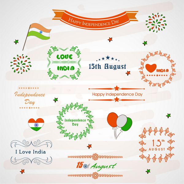 مجموعه برچسب برچسب برچسب و نشان برای جشن روز استقلال هند