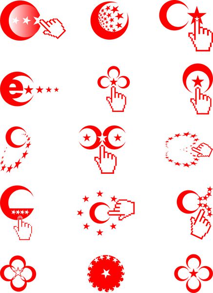 مجموعه نمادهای تجاری ستاره ماه پرچم ترکیه مجموعه آرم