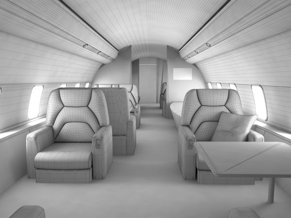 طرح مدل سه بعدی داخلی هواپیمای شخصی با طراحی سفارشی
