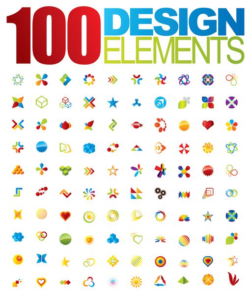 مجموعه ای از 100 عنصر طراحی وکتور برای آثار هنری کسب و کار شما