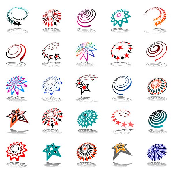 مجموعه عناصر طراحی نمادهای انتزاعی هنر وکتور