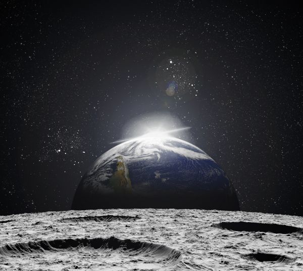 نمایی از کیهان از سطح ماه تصویر انتزاعی از مناطق دوردست