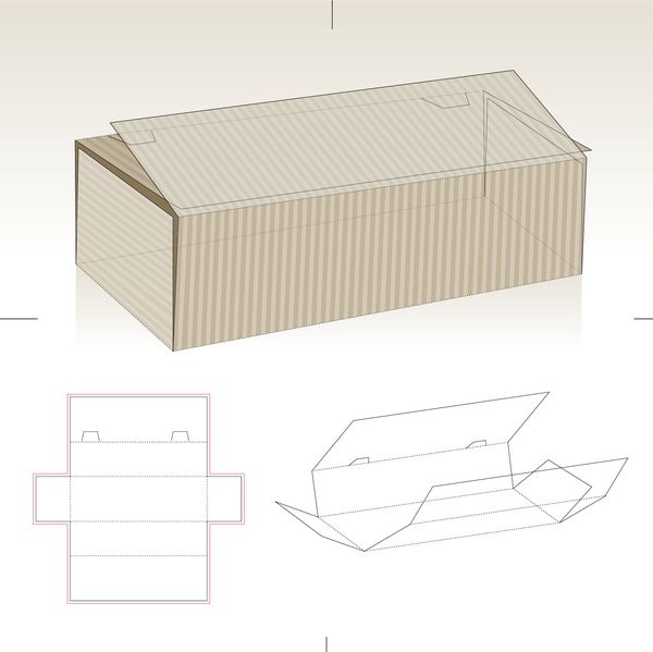 جعبه مقوایی برای بسته بندی و الگوی قالب