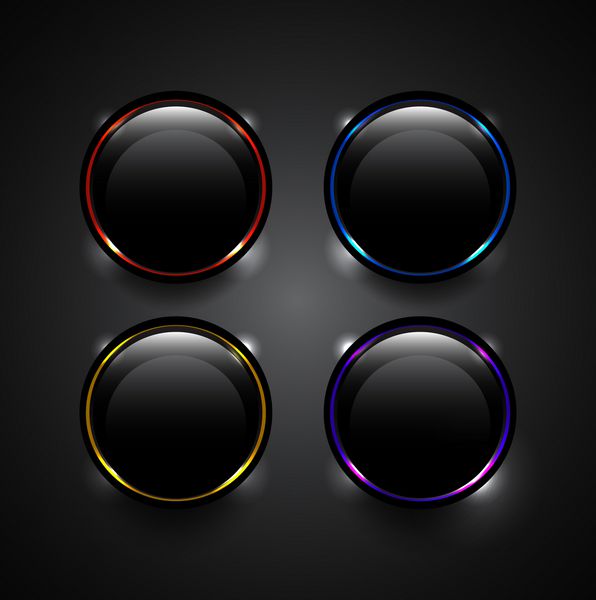 دکمه های تکنولوژی وکتور سیاه با عناصر درخشان