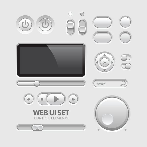 سبک طراحی عناصر رابط کاربری وب خاکستری عناصر دکمه ها سوئیچرها لغزنده