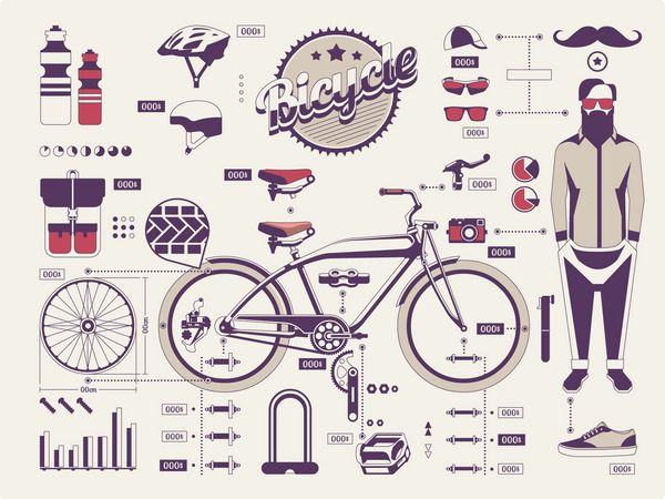 عناصر گرافیکی اطلاعات هیپستر در مقابل دوچرخه