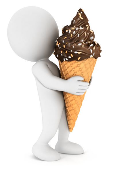 افراد سفیدپوست سه بعدی با یک بستنی پس زمینه سفید جدا شده تصویر سه بعدی