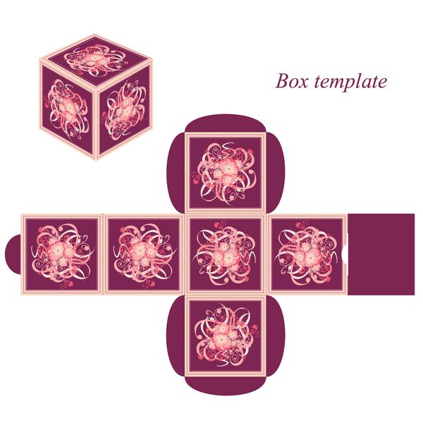 قالب جعبه مربعی با درب وکتور با عناصر گلدار و قاب های تزئینی