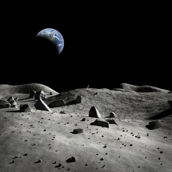 زمین از ماه دیده می شود عناصر این تصویر توسط ناسا ارائه شده است