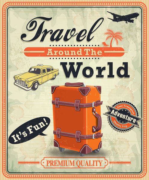 پوستر مسافرتی قدیمی با طرح چمدان