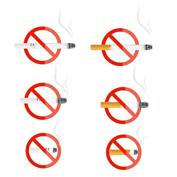 تابلوی سیگار ممنوع با سیگار
