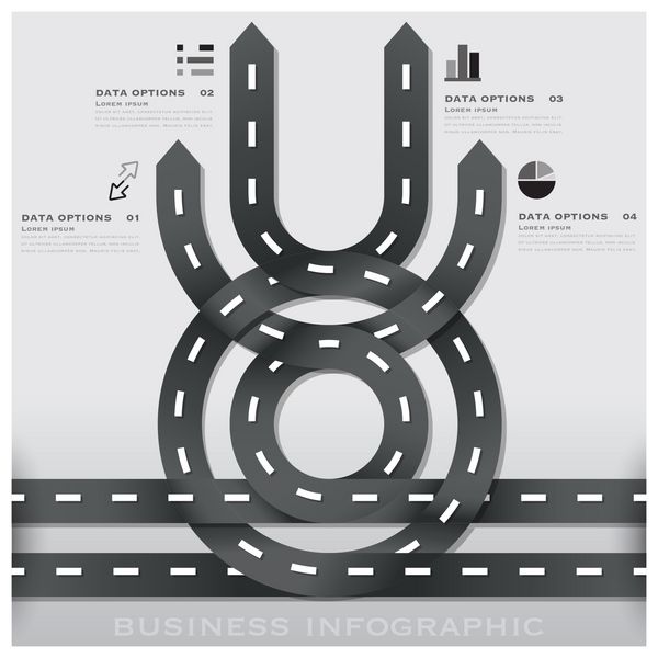 الگوی طراحی پس زمینه اینفوگرافیک تجاری علامت ترافیک جاده و خیابان