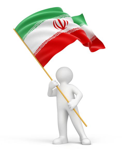 مرد و پرچم ایران مسیر برش گنجانده شده است