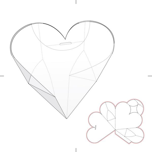 جعبه شکل قلب با الگوی قالب