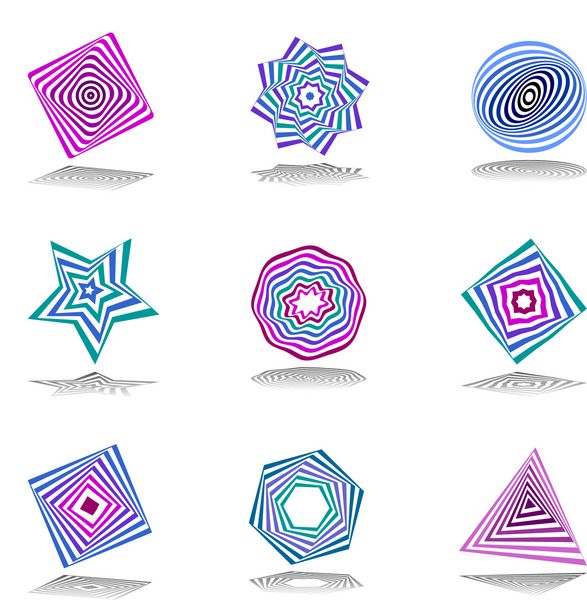 مجموعه عناصر طراحی نمادهای رنگی انتزاعی هنر وکتور