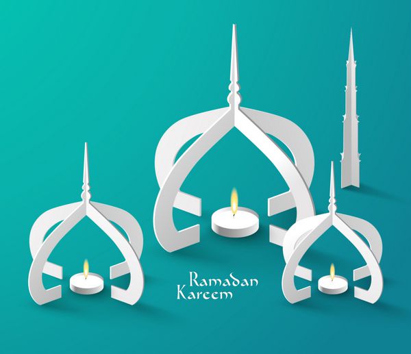 وکتور چراغ نفتی مجسمه کاغذی مسلمان سه بعدی ترجمه رمضان کریم - سخاوتمندی شما را در ماه مبارک برکت دهد