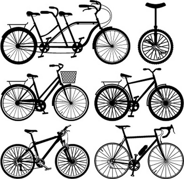 مجموعه ای از سیلوئت های دوچرخه