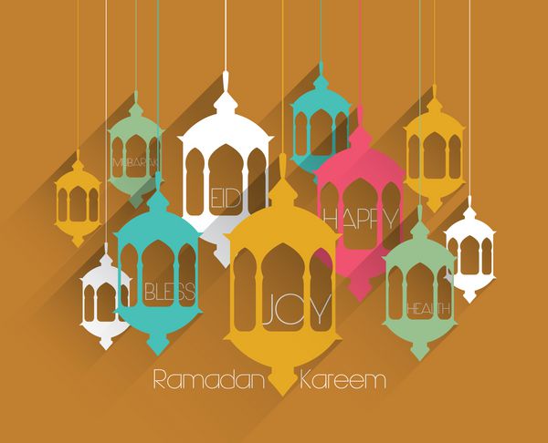وکتور گرافیک مسطح چراغ نفتی مسلمان ترجمه رمضان کریم - سخاوتمندی شما را در ماه مبارک برکت دهد