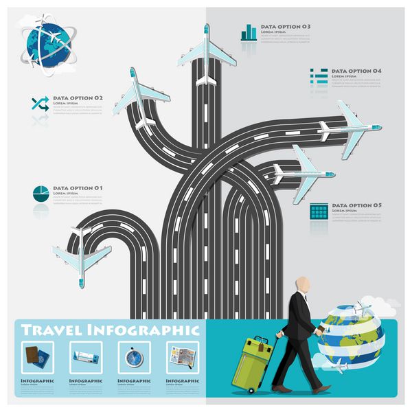 الگوی طراحی اینفوگرافیک تجاری سفر و سفر