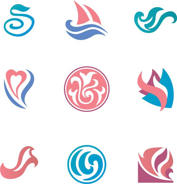 نمادهای زیبایی انتزاعی برای هویت سازمانی مجموعه ای از الگوهای لوگو برای کسب و کار در رنگ های پاستلی